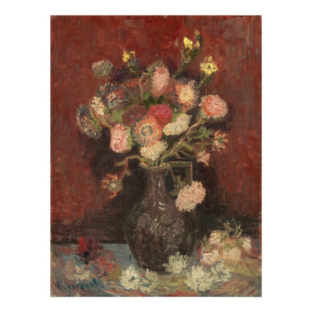 Vase with Chinese asters and gladioli van Gogh Photo Print (Front)