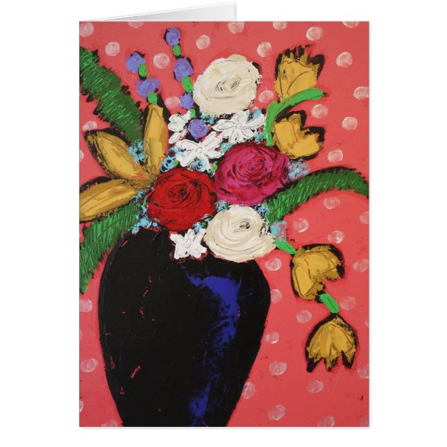 vase with colourful flowers card (Front)