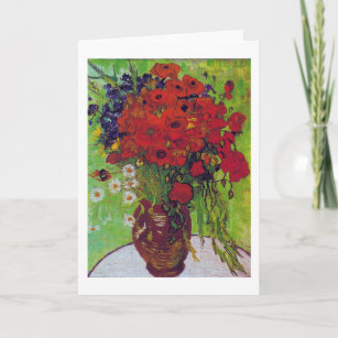 Vase with Cornflowers and Poppies, Van Gogh Card