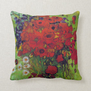 Vase with Cornflowers and Poppies, Van Gogh Cushion