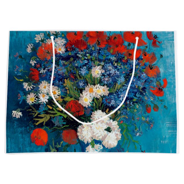 Vase with Cornflowers and Poppies, Van Gogh Large Gift Bag (Front)