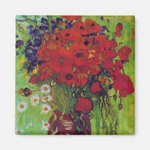 Vase with Cornflowers and Poppies, Van Gogh Magnet