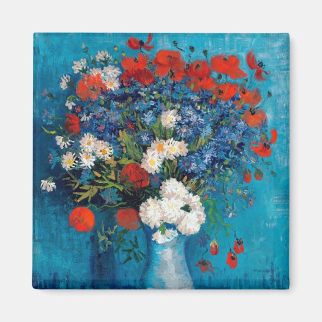 Vase with Cornflowers and Poppies, Van Gogh Magnet (Front)