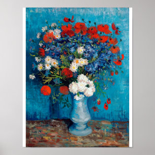 Vase with Cornflowers and Poppies, Van Gogh Poster
