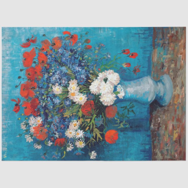 Vase with Cornflowers and Poppies, Van Gogh Tissue Paper (Front)