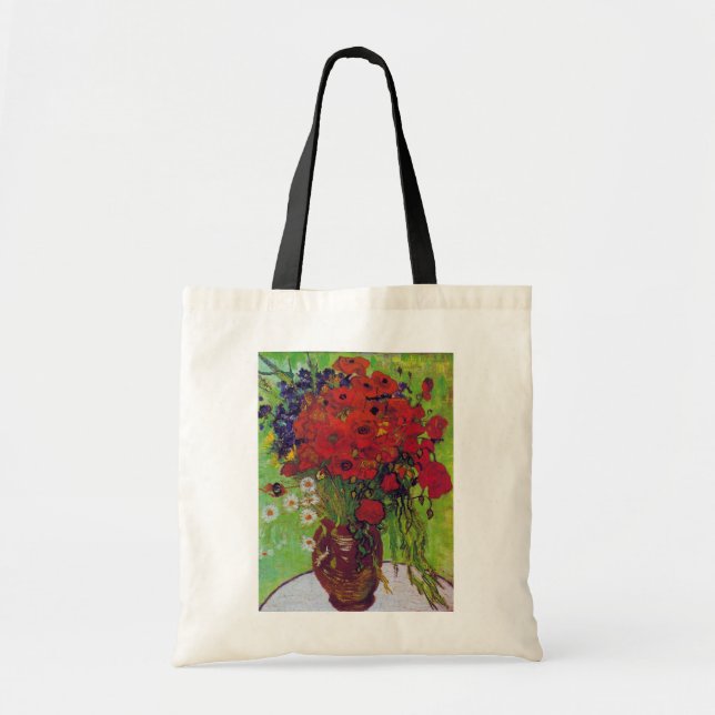 Vase with Cornflowers and Poppies, Van Gogh Tote Bag (Front)