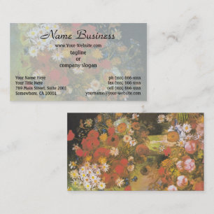 Vase with cornflowers&poppies, peonies&chrysanthem business card