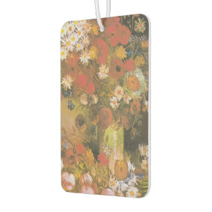 Vase with cornflowers&poppies, peonies&chrysanthem car air freshener