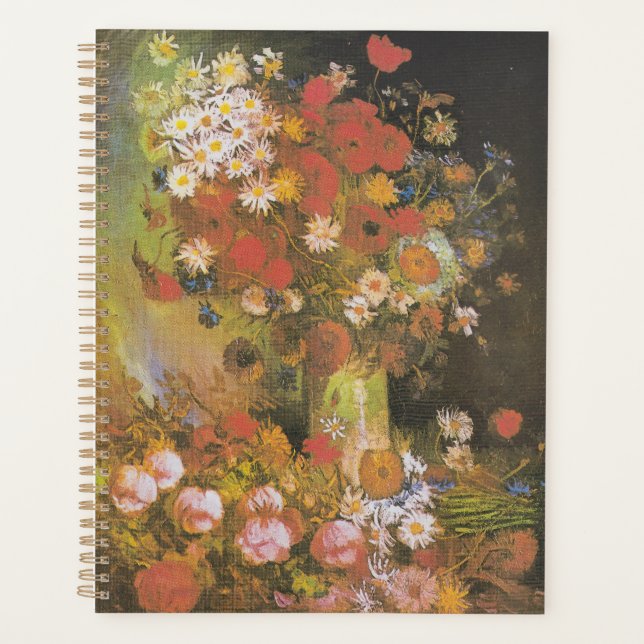 Vase with cornflowers&poppies, peonies&chrysanthem planner (Front)