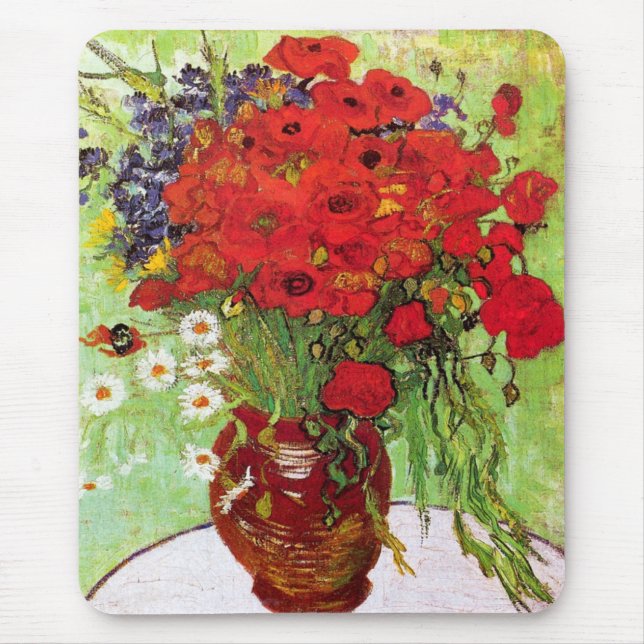 Vase with Daisies and Poppies, Van Gogh Mouse Mat (Front)
