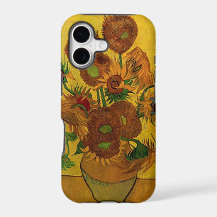 Vase with fifteen sunflowers