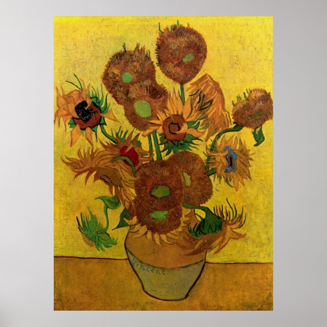 Vase with Fifteen Sunflowers by van Gogh Poster (Front)