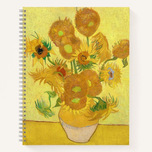 Vase with fifteen sunflowers by Vincent Van Gogh  Notebook (Front)