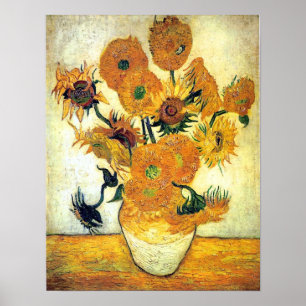 Vase with Fifteen Sunflowers by Vincent van Gogh Poster