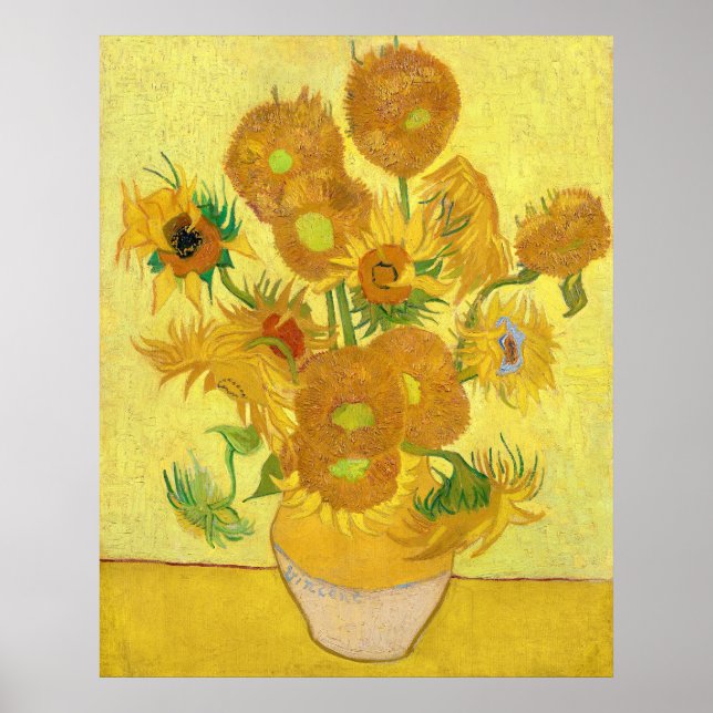 Vase with fifteen sunflowers by Vincent Van Gogh  Poster (Front)