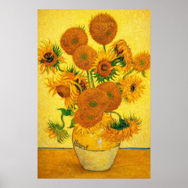 Vase with Fifteen Sunflowers by Vincent van Gogh Poster (Front)
