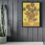 Vase with Fifteen Sunflowers by Vincent van Gogh Poster<br><div class="desc">Vase with Fifteen Sunflowers or simply Sunflowers (1888) by Van Gogh is a vintage Post Impressionism floral fine art painting. It is part of a still life series of several similar paintings with a bouquet of garden flowers in a vase. The entire series show sunflowers in all stages of life,...</div>