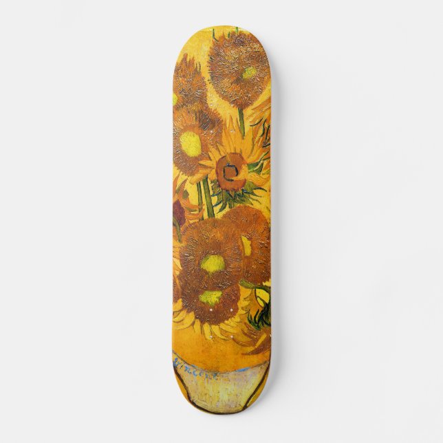 Vase with Fifteen Sunflowers by Vincent van Gogh Skateboard (Front)