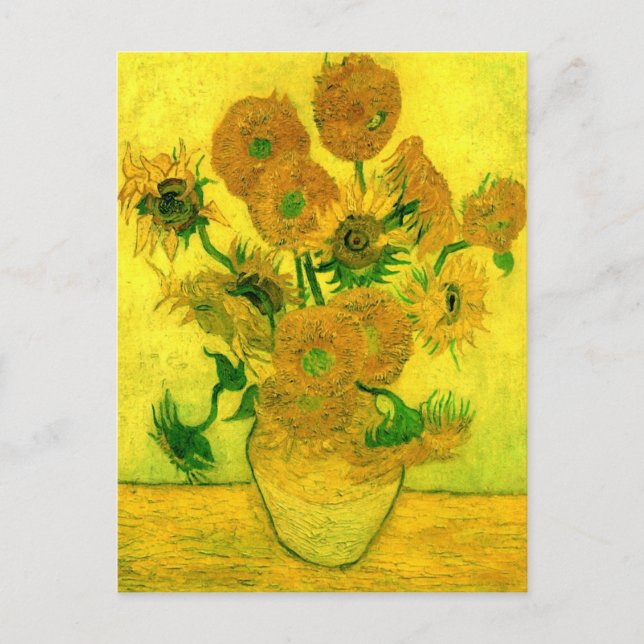 Vase with Fifteen Sunflowers Van Gogh Fine Art Postcard (Front)
