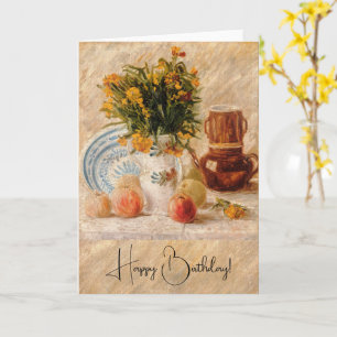 Vase with Flowers, Coffeepot and Fruit, van Gogh  Card