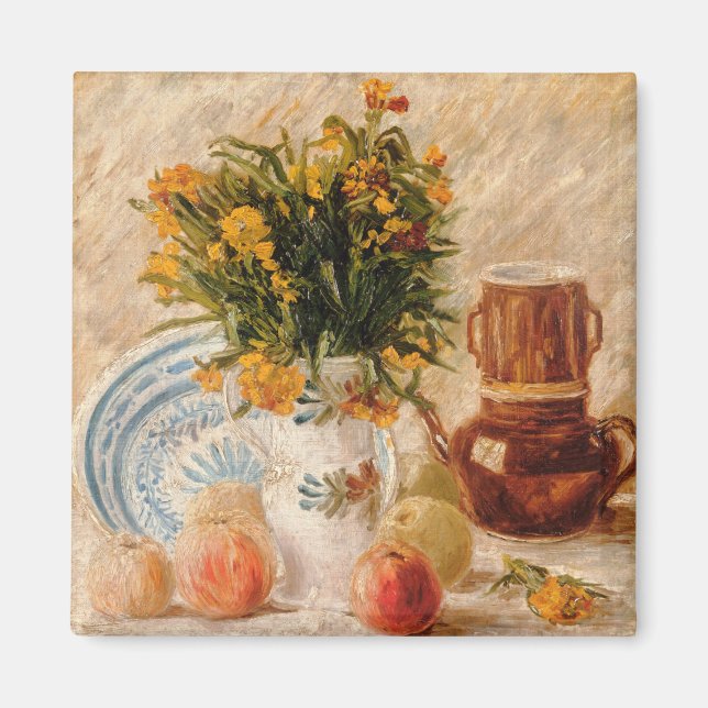 Vase with Flowers, Coffeepot and Fruit, van Gogh Magnet (Front)