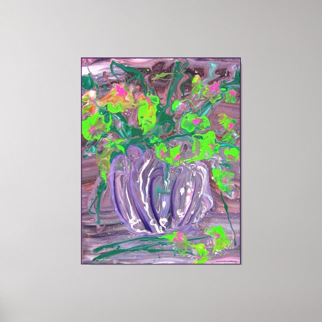 "Vase with flowers" mod. acrylic, impressionism Canvas Print (Front)