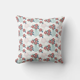 Vase with Fresh Flowers Greenery Country Floral Cushion