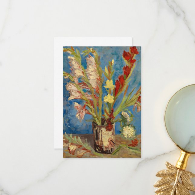 Vase with Gladioli and Chinese Asters by Gogh Thank You Card (Front/Back In Situ)