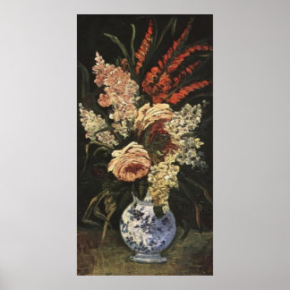 Vase with Gladioli and Lilac by Vincent van Gogh Poster