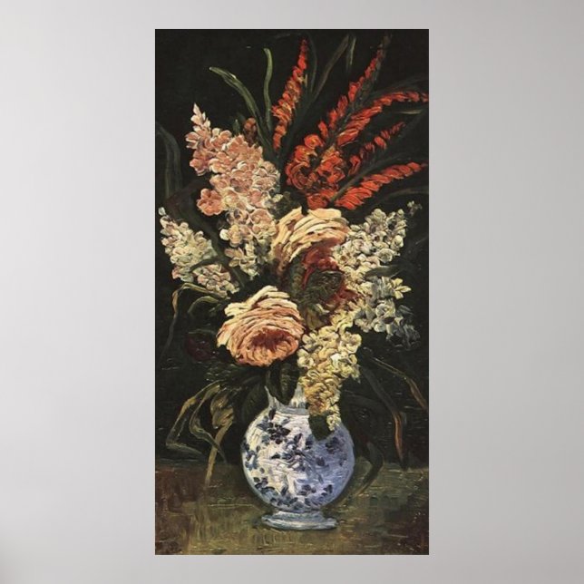 Vase with Gladioli and Lilac by Vincent van Gogh Poster (Front)
