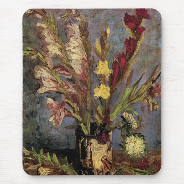 Vase with Gladioli by Vincent van Gogh Mouse Mat (Front)