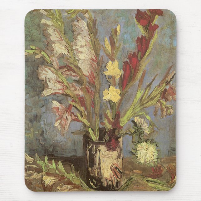 Vase with Gladioli by Vincent van Gogh Mouse Mat (Front)