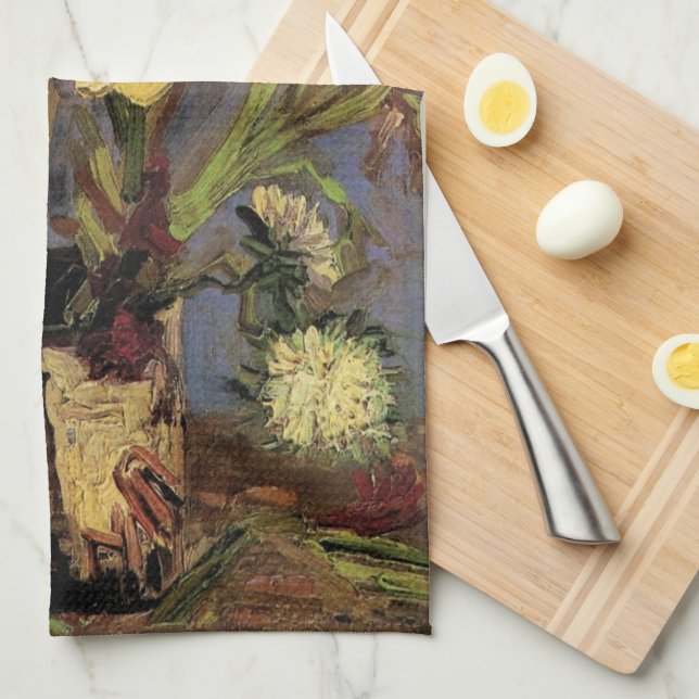 Vase with Gladioli by Vincent van Gogh Tea Towel (Quarter Fold)