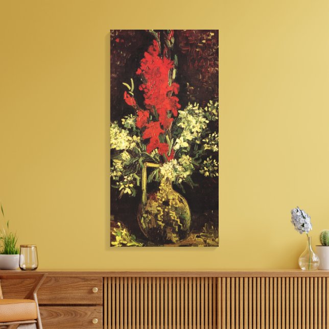 Vase with Gladioli, Carnations by Vincent van Gogh Canvas Print (Insitu(LivingRoom))