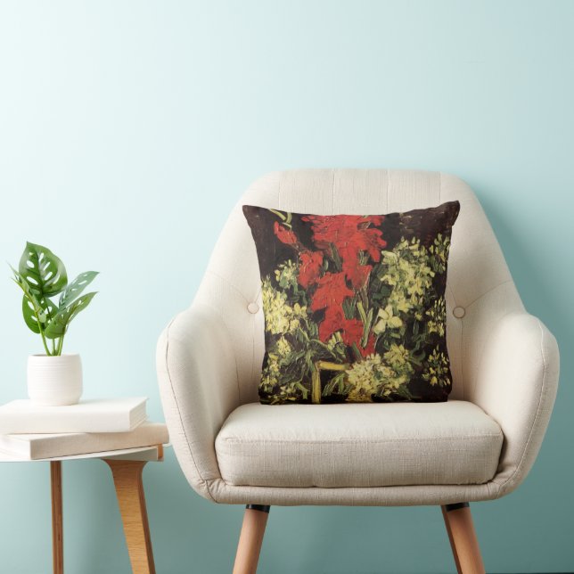 Vase with Gladioli, Carnations by Vincent van Gogh Cushion (Chair)