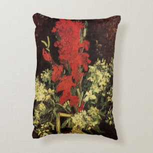 Vase with Gladioli, Carnations by Vincent van Gogh Decorative Cushion