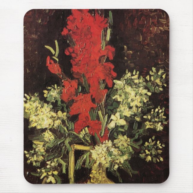 Vase with Gladioli, Carnations by Vincent van Gogh Mouse Mat (Front)