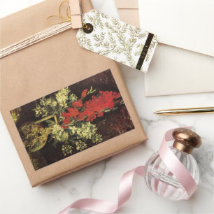 Vase with Gladioli, Carnations by Vincent van Gogh Rectangular Sticker