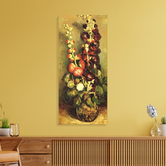 Vase with Hollyhocks by Vincent van Gogh Canvas Print (Insitu(LivingRoom))
