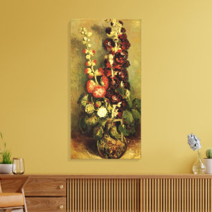 Vase with Hollyhocks by Vincent van Gogh Canvas Print