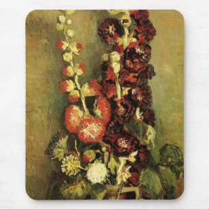 Vase with Hollyhocks by Vincent van Gogh Mouse Mat