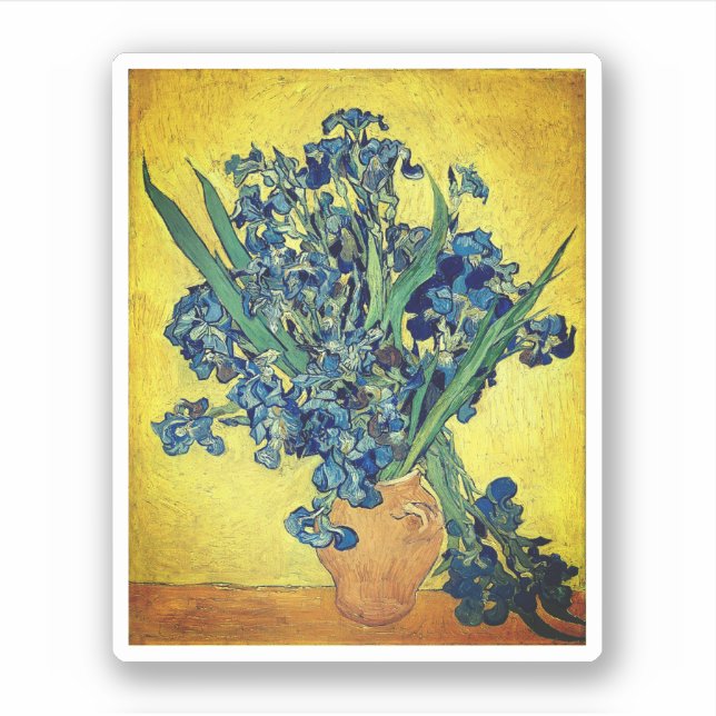 Vase with Irises Against a Yellow Back (Front)