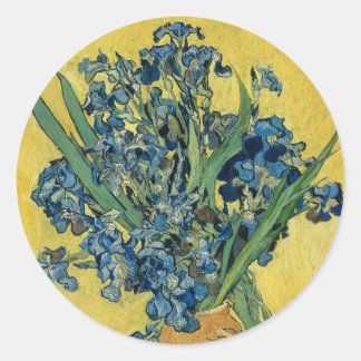 Vase with Irises by Van Gogh - Still Life Classic Round Sticker