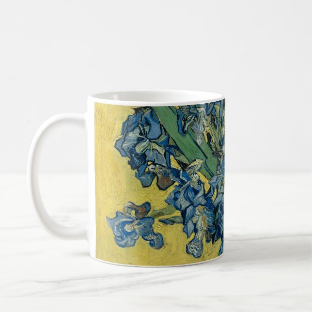 Vase with Irises by Van Gogh - Still Life Coffee Mug (Left)