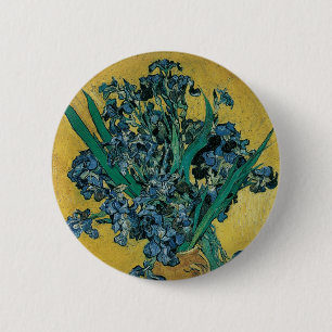Vase with Irises by Vincent van Gogh, Vintage Art 6 Cm Round Badge