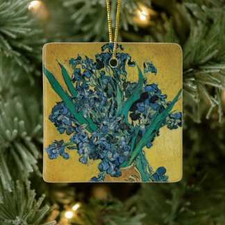 Vase with Irises by Vincent van Gogh, Vintage Art Ceramic Ornament
