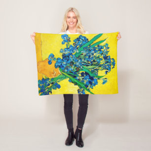 Vase with Irises, Van Gogh Fleece Blanket