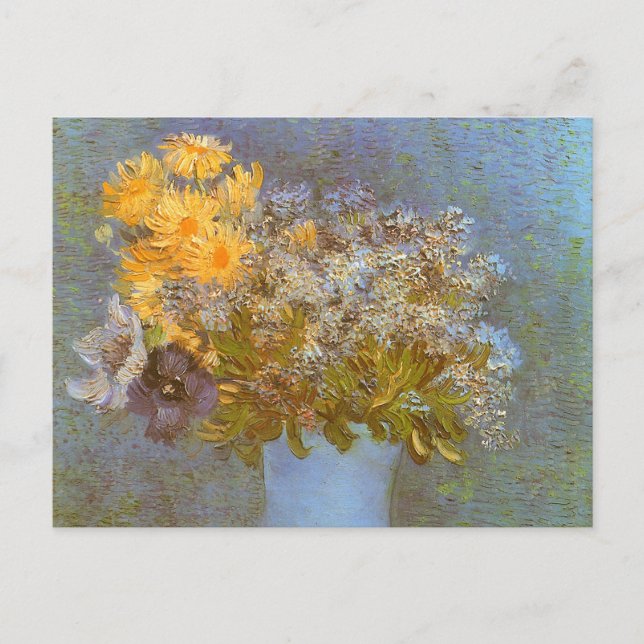 Vase with Lilacs, Daisies and Anemones by Van Gogh Postcard (Front)