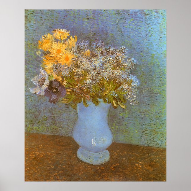 Vase with Lilacs, Daisies and Anemones by Van Gogh Poster (Front)