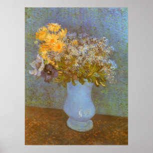 Vase with Lilacs, Daisies and Anemones by Van Gogh Poster